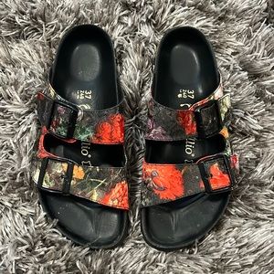 Birkenstock papillio black and floral sandals size 37